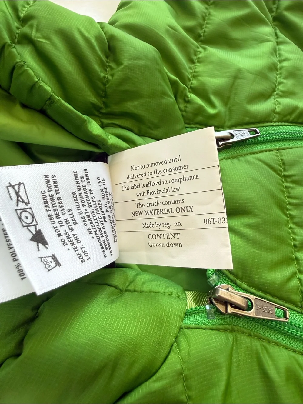 Patagonia Infant Down Sweater Bunting Green Size 6M